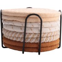 8 Pcs Drink Coasters with Holder, 4 Colors Absorbent Coasters for Drinks, Cotton Woven Coaster Set for Home Decor A - details 1