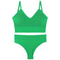 Sujetador deportivo de color sólido para mujer, ropa interior de gimnasio, yoga, entrenamiento atlético, suave, acolchado, 2 piezas - details 19