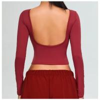 Top de yoga de manga larga con espalda abierta para mujer, ropa deportiva sexy con espalda abierta, Top corto con diseño de espalda en U - details 10