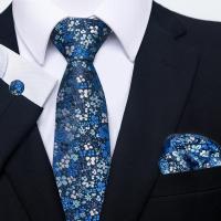 Juego de pañuelos y gemelos florales, corbatas de moda para hombre, 4 piezas - details 14