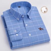hombre manga larga ropa hombre S~7XL 100% algodón puro Camisa giratoria Oxford de manga larga para hombre Ocio de negocios Bolsillo bordado Slim Fit Estilo de botón Suave Med - details 46