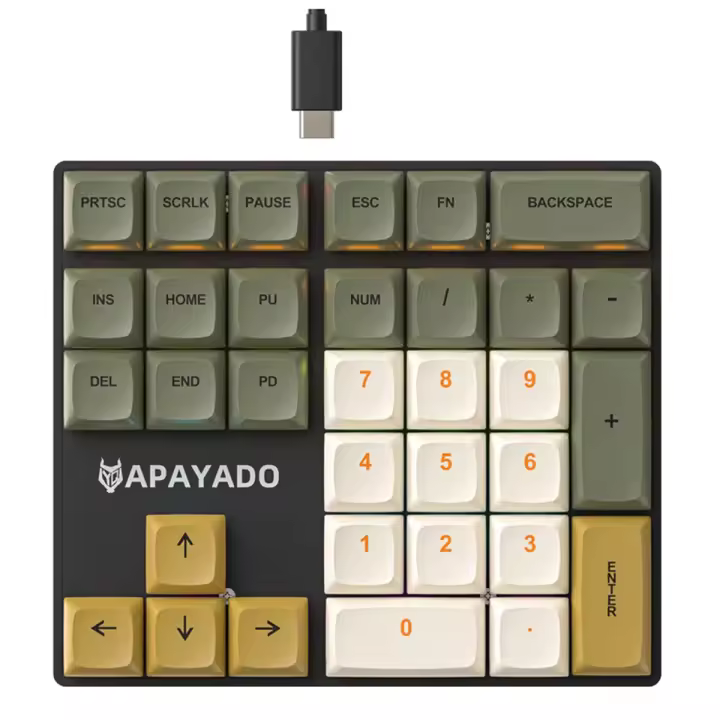 APAYADO teclado numérico mecánico con cable de 33 teclas con luces multicolor, teclado numérico adecuado para computadora portátil, brillo, interruptor azul - 1