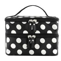 Bolsa de cosméticos de gran capacidad con cremallera de doble capa para mujer, bolsas de maquillaje, organizador de artículos de tocador de viaje portátil - details 0