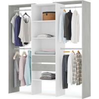 Armario Vestidor con 2 Cajones, Vestidor con Barras y Baldas, Acabado en Blanco Artik y Gris Cemento, Medidas: 179 cm (Ancho) x 202 cm (Alto) x 50 cm (Fondo) - details 0