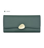 Cartera de cuero simple para mujer, billetera larga de cuero negro, verde y rojo, tarjetero para niñas - details 9