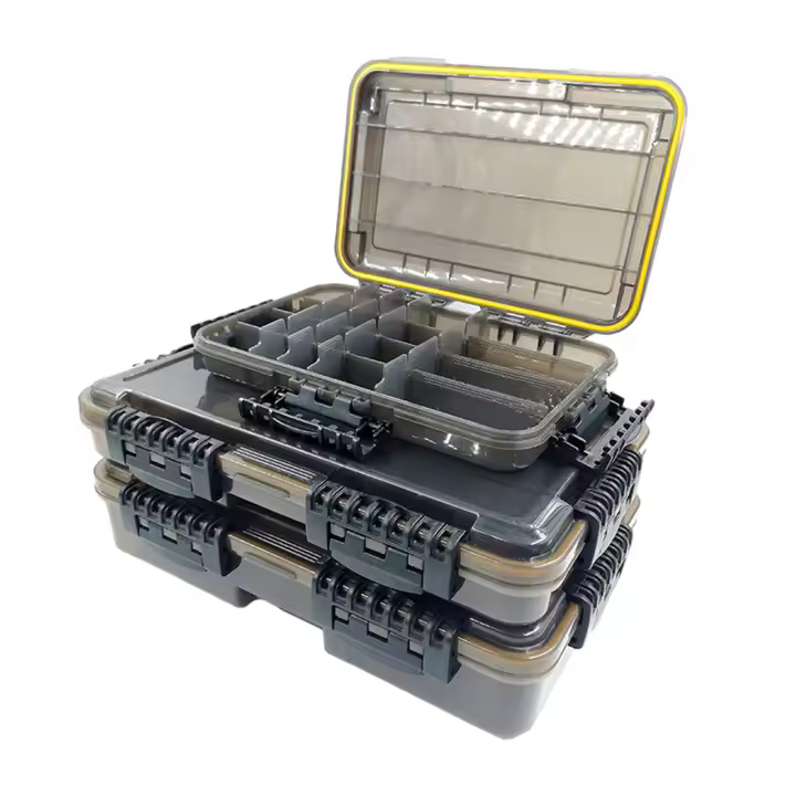 Caja organizadora de aparejos de pesca, organizador de PP, incluye múltiples divisores para diferentes señuelos, tuercas, tornillos, cuentas - 1