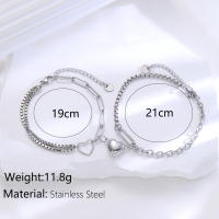 Conjunto de Pulseras de Acero Inoxidable con Diseño de Corazón Estilo Simple de Moda para Parejas - details 4