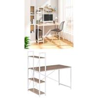 110x50cm, Mesa de Ordenador, Mesa de Oficina, Mesa de Trabajo, con 1 Cajón y 1 Compartimento Abierto, Estructura de Acero, Madera, Blanco - details 10