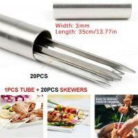 Juego de brochetas planas Kabob de 35CM de largo, palos de barbacoa de acero inoxidable, pinchos de Metal para barbacoa - details 2