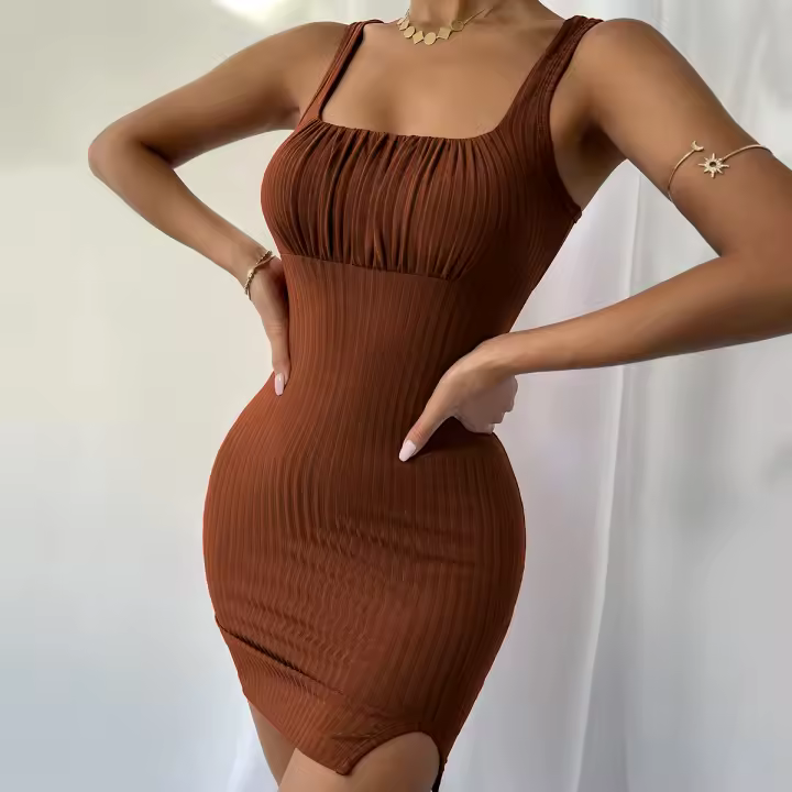 Vestido de punto de tirantes de temperamento Delgado para mujeres - 1