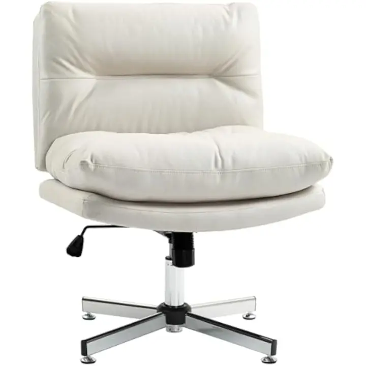 Silla de escritorio sin brazos, silla de oficina con altura ajustable, función de basculante, base cruzada y asiento amplio, silla para estudio, dormitorio - 1