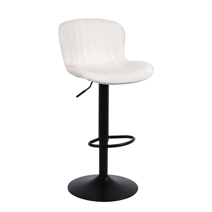 Taburetes de cocina, taburetes de bar regulables en altura, con respaldo y reposapiés, taburetes altos para cocina, bar y comedor, gris claro - 1