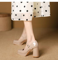 Zapatos de mujer de tacón alto y grueso estilo francés de nuevo estilo - details 20