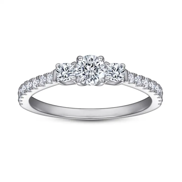 Anillo de Plata Esterlina 925 Decorado Anillo de Dedo de Mujer con Four Claw Diamond - 1
