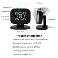 Sistema de supervisión de presión de neumáticos TPMS para coche USB externo recargable con LCD sistema de alarma de temperatura y presión de neumáticos con 4 sensores - details 0