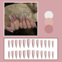 Uñas postizas puntiagudas con purpurina rosa, decoración a prueba de salpicaduras, salón de uñas para mujeres y niñas - details 5