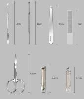 7 unids/set de cortaúñas de acero inoxidable, juego de cortaúñas con bolsa plegable, Kits de cortador de manicura, tijeras, herramienta de maquillaje de belleza - details 21