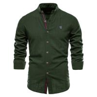 Camisa delgada de primavera y verano, camisa de manga larga de color sólido de negocios de moda para hombres de estilo japonés informal de algodón y lino para hombres (talla de EE. UU.) - details 2