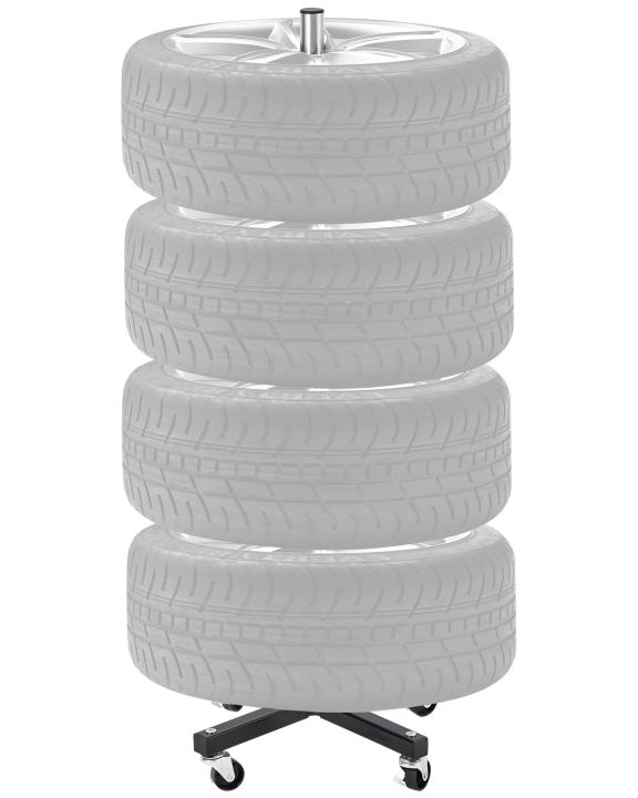SucceBuy Estante con ruedas, soporte para neumáticos de acero resistente, soporte para neumáticos móvil, se adapta a neumáticos de hasta 255 mm, taller de garaje
