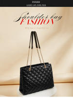 FOXER bolso de hombro con cadena de cuero PU para mujer, bolso para axilas, bolso a cuadros simple a la moda - details 0