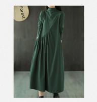 Vestido Vintage artístico de primavera para mujer, medio Polo holgado/cuello de tortuga, longitud media, adelgazante, falda elegante reductora de edad, 2021 - details 18