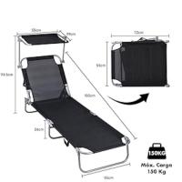 Sillas de Playa Reclinables Ligeras de Aluminio con Parasol Ajustable Portátiles, Plegables para Jardín, Terraza, Piscina o Camping - details 6
