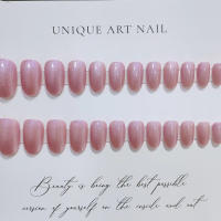 Uñas postizas brillantes de longitud media para principiantes, purpurina Rosa elegante, decoración de uñas práctica - details 2