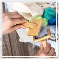 Cardadores de mano de madera, cepillo rebanador, cepillo de lana, cepillo de cardado, herramienta de fieltro de aguja para perros, suministros para manualidades de tejido giratorio - details 5