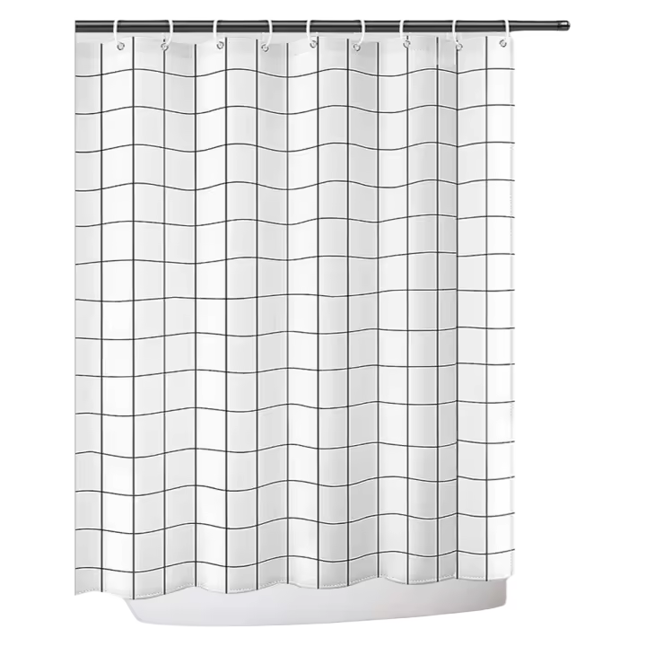 Cortina de Ducha Impermeable de Poliéster con Secado Rápido 12 Ganchos, 180 x 200 cm - 1
