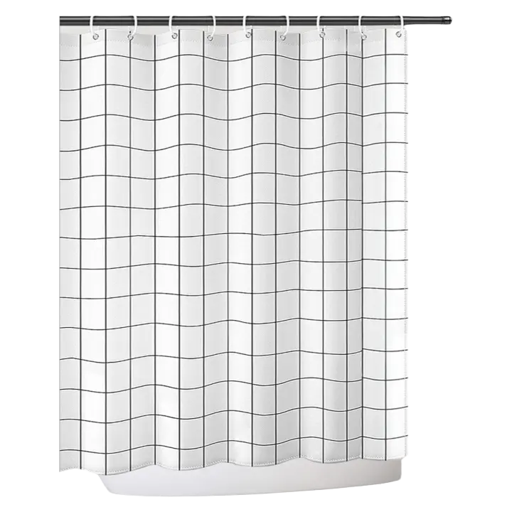 Cortina de Ducha Impermeable de Poliéster con Secado Rápido 12 Ganchos, 180 x 200 cm - 1