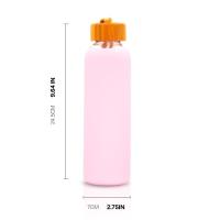 Botella de agua deportiva de 500ML, artículos para beber a prueba de fugas para viaje, sublimación, botella de bebida de vidrio esmerilado con gradiente en blanco con tapas de bambú - details 4
