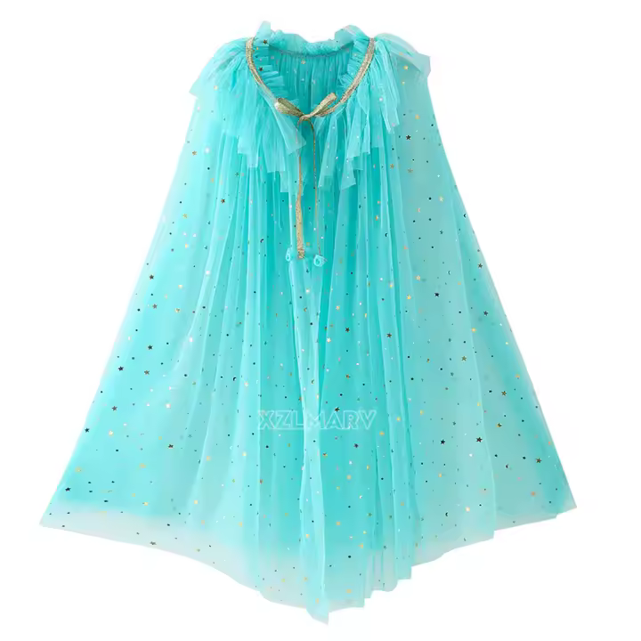 Capa de disfraz de princesa para niña, accesorios de fiesta, Blancanieves, Elsa, Anna, Rapunzel, Aurora, lentejuelas, tul, Halloween - 1