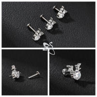 ZS-Piercing de labio de acero inoxidable sin rosca, anillo de labios de cristal CZ, 16G, cartílago, hélice, Tragus, 6 MM, 8 MM, 10MM, 1 unidad - details 6