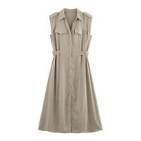 Vestido Midi sin Mangas de Verano 2025 Diseño de Cintura en Punto, Falda Grande, Moda Casual de Alta Gama para Mujeres - details 10