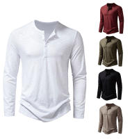 Hombres sudadera de los hombres de manga larga tops de los hombres de bambú de algodón Henley cuello de los hombres de la moda de manga larga camiseta - details 2