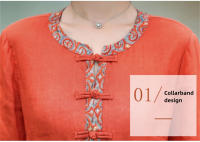 Elegante Vestido Rojo Vintage de Algodón Lino Moda Casual Suelta para Mujeres en Primavera Otoño - details 6