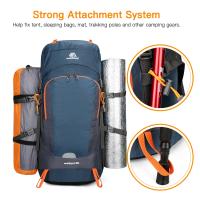 Mochila de 65L, mochila de senderismo resistente al agua con cubierta para la lluvia, mochila de viaje para deportes al aire libre para acampar, escalar y montañismo - details 12