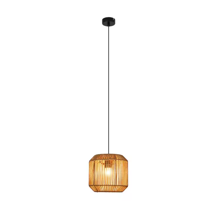 CBJKTX Lámpara colgante vintage para mesa de comedor, 1 bombilla, diseño de linterna de cuerda de cáñamo, lámpara de comedor E27 - 1