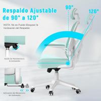Silla de Oficina Ergonómica Ajustable Respirable, Ajustable, Giratoria de 360°, Reposabrazos Abatibles de 90°, Soporte Lumbar - details 12