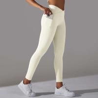 Leggings cruzados para mujer, pantalones de yoga con bolsillo, malla deportiva transpirable para correr y andar en bicicleta, leggings de entrenamiento de cintura alta - details 19
