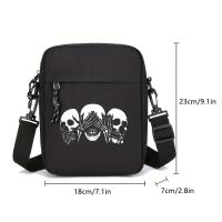 1 bolso cruzado Oxford para hombre, estilo deportivo informal con estampado de calavera, correa ajustable, mochila con múltiples compartimentos, forro de poliéster, cierre de cremallera, bolso de hombro para viajes diarios - details 0
