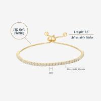 Pulsera de tenis clásica de circonita cúbica chapada en oro de 14 quilates para mujer |   Deslizador ajustable - details 2