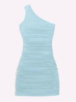Vestido ajustado plisado de un solo hombro sexy para mujer de verano falda que cubre el trasero - details 8