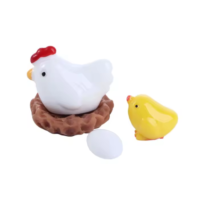 Bonita artesanía DIY, pequeña resina, gallina, pollito, huevo, gallina, decoración de micropaisaje, adorno de estatuilla en miniatura - 1