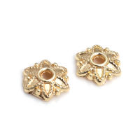 50 Uds. De cuentas redondas de latón de Color dorado de 18K, tapas de hojas de árbol y flores, suministros para hacer cuentas de joyería, accesorios Diy - details 20