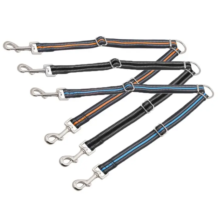 Acoplador de correa doble ajustable para perro, cómodo y duradero, divisor de correa para perro doble, reflectante que absorbe los golpes - 1
