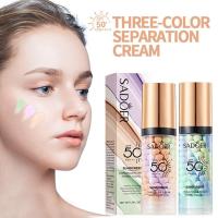 Nuevo Crema aislante de arcoíris de tres colores, 40ml, SPF50 + protector solar, hidratante, Invisible, poros, brillo Facial, corrección del tono de la piel - details 1