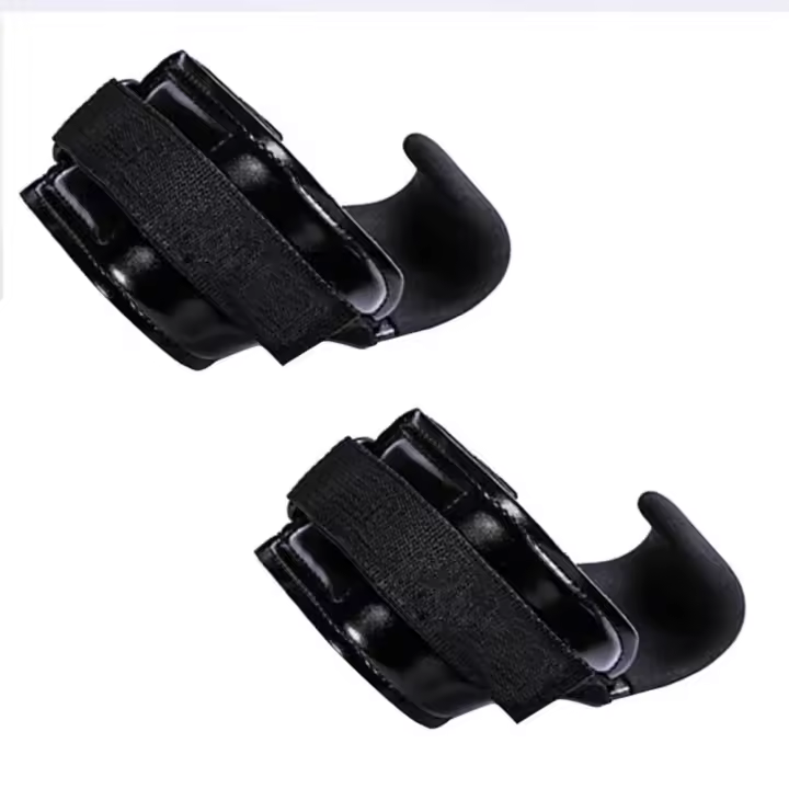 Correas de elevación tipo gancho SBR, gancho de agarre de elevación de peso antideslizante ajustable, protector de muñeca auxiliar suave y estable, 1 par - 1