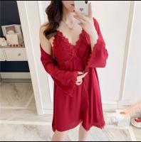 Camisón sexy con tirantes y espalda descubierta cruzada francesa para mujer, pijama de satén de seda bordado para mujer - details 5
