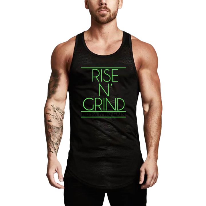 Summer Men New Gym Workout  Sport Bodybuilding Fitness Mesh Letter Printed Fit Mesh Quick Dry Muscleguy Vest Breathable  t-shirt